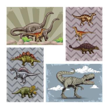 Imagem de Placa Decorativa MDF Infantil Dinossauro Jurassic 30x40 4un - Quartinh