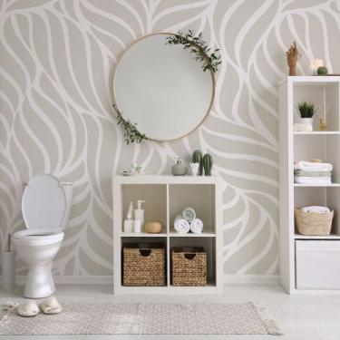 Imagem de Papel de Parede Folhagem Acinzentado Painel Moderno 6m² - Quartinhos