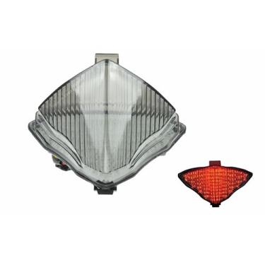 Imagem de Adequado para Yamaha 2004-2005-2006 YZF R1; luz traseira de freio de LED com indicadores de seta integrados (moke, estilo 1: lanterna traseira LED + seta)