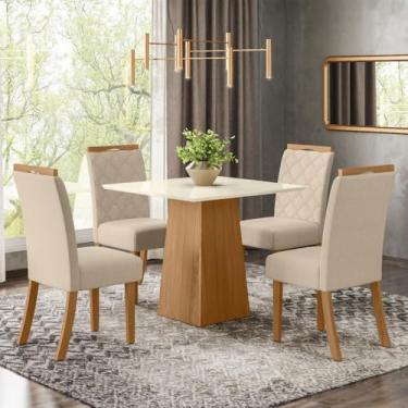 Imagem de Mesa de Jantar 4 Lugares Dora Nature/Off White/Linho - Henn