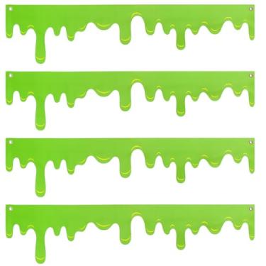 Imagem de Panelee Pacote com 4 faixas de geleca de Halloween 120 x 33 cm tema de Halloween decoração de pano de fundo para decoração de parede de telhado de geleca, placas de sinalização para ambientes internos