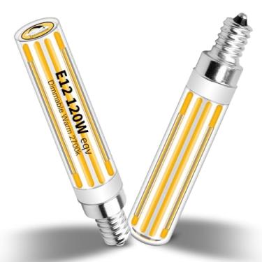 Imagem de Megereet Lâmpadas LED E12 reguláveis atualizadas 100W 120W equivalente a lâmpada incandescente, lâmpada de candelabro E12 super brilhante COB E12 lâmpada de milho LED 12W 1300LM, branco quente 2700K