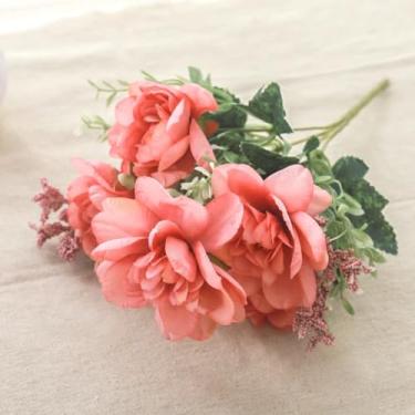 Imagem de Buquê de flores artificiais de orquídea, seda branca, decoração para casa, quarto, presente para jardim, arranjo de flores falsas faça você mesmo (rosa escuro)