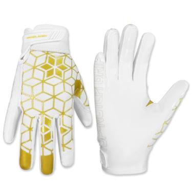 Imagem de HANDLANDY Luvas de futebol juvenil, luvas adesivas para crianças, luva de futebol super aderente, melhor presente para meninos, meninas (branco creme e dourado, X-pequeno-juvenil)