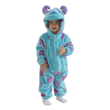 Imagem de Macaquinho unissex de flanela para bebês com capuz e desenho animado