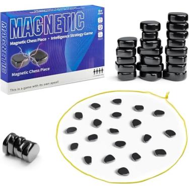 Imagem de Xadrez Magnetico, Jogo Magnetico, Jogo de Xadrez de Ímã, Divertido Jogo de Xadrez Magnético Multijogador de Mesa com Pedras, Jogo de Ímã com Corda