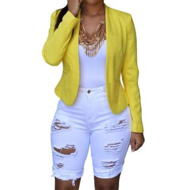 Imagem de Bermudas Roswear, jeans rasgados, cintura média, branca, feminina