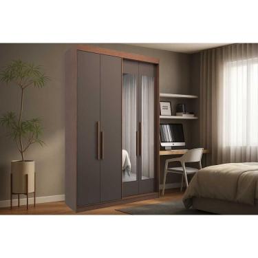 Imagem de Guarda Roupa Solteiro 4 Portas (2 C/ Espelho) E 2 Gavetas Ph 1805 Carvalho/fendi - Herval