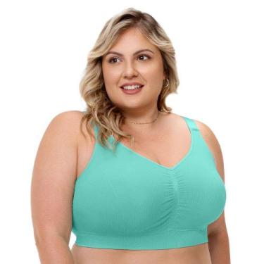 Imagem de Top Jacquard com Bojo Removível sem Costura Plus Size Verde Turquesa Z