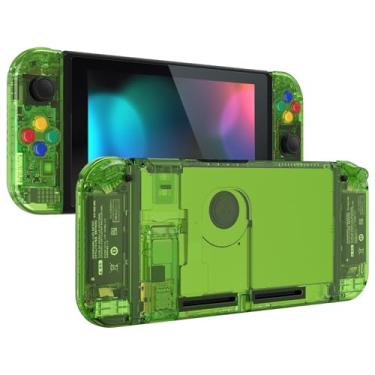 Imagem de eXtremeRate Botões de substituição DIY para Nintendo Switch, placa traseira personalizada para console Switch, caixa com botões coloridos para controle portátil Joycon - Verde transparente