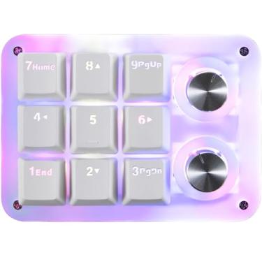 Imagem de Teclado mecânico programável com uma mão, 9 teclas, teclado numérico macro, drive livre, RGB LED, retroiluminação USB, teclado portátil com 2 botões, interruptor de eixo vermelho, portátil, acessórios