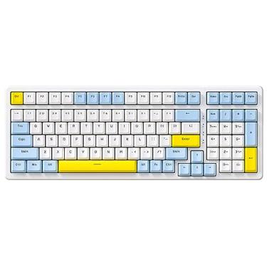 Imagem de Ajazz Teclado mecânico para jogos, teclado mecânico de troca a quente com teclado numérico, teclado compacto com fio USB de 100 teclas, teclas ABS de tiro duplo, teclado personalizado RGB N-Key