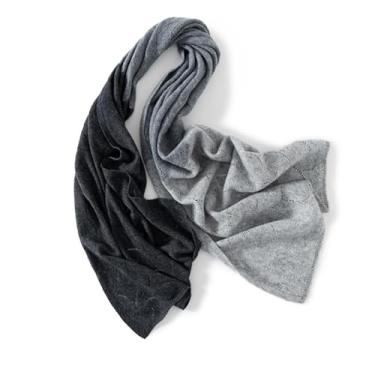 Imagem de Cachecol feminino de caxemira de comprimento médio, xale, dois em um, versátil, outono, inverno, malha, design leve e quente, ideal para camadas com casacos e suéteres combina com qualquer roupa
