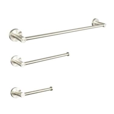 Imagem de Barra de toalha de aço inoxidável níquel escovado, acessórios de banheiro de parede, saboneteira, porta-toalhas de mão, capa para caixa de papel higiênico, conjunto de 3 peças B