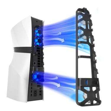 Imagem de NANANINO Ventoinha De Resfriamento Para Ps5 Pro Com Porta Usb, Três Ventoinhas Alta Velocidade Dissipação Calor Eficiente, Modos Ajustáveis, Luzes Led Azuis, Operação Silenciosa Console Playstation