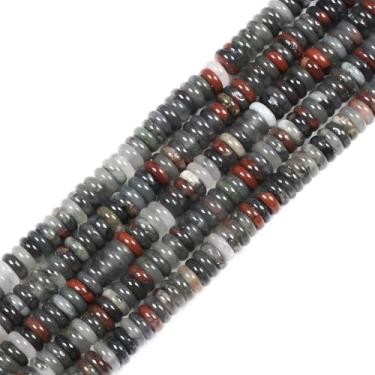 Imagem de HAAMIIQII Contas de Rondelle de pedra de sangue africana natural de 2 x 6 mm para fabricação de joias, 150 peças de pedras semipreciosas soltas de disco de ábaco para artesanato pulseiras de 38 cm