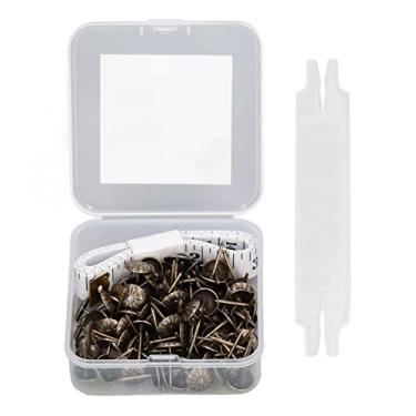 Imagem de Tachas para Estofados para Móveis 100 Peças Tachas para Móveis Em Aço Carbono Com Caixa de Armazenamento, Alfinetes Decorativos Com Régua de Tecido, Apoio de Braço para