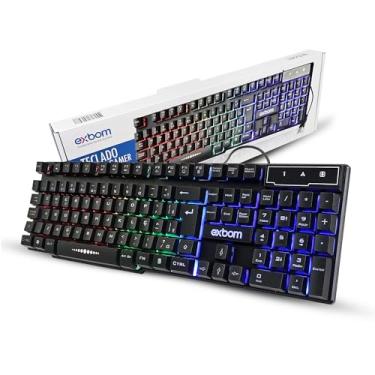 Imagem de Teclado Gamer Semi Mecânico LED RGB Retro iluminado Com fio USB ABNT2 Preto PC Computador Videogame