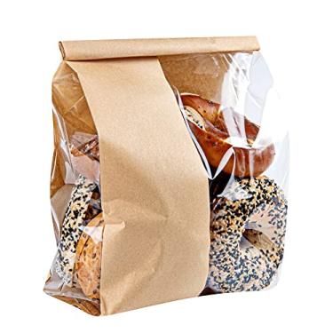 Imagem de Saco para gravata de lata Bag Tek Kraft Paper Bakery – com janela – 24 x 10 x 35 cm – caixa com 100 unidades
