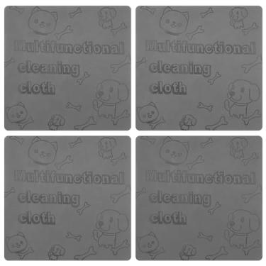 Imagem de Pacote com 4 toalhas de espanador, panos de limpeza mágicos grossos reutilizáveis panos de limpeza sem listras pano de poeira úmido e espesso absorvente de água espanador de limpeza para janela