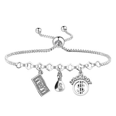 Imagem de FOTAP Lucky Gambling Gift Casino Gamblers Jackpot Lucky Inspire Pulseira Gambler Ticket Pulseira Good Lucy Gift, One Size, Aço inoxidável, Sem Pedra Preciosa