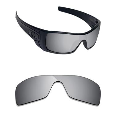 Imagem de Alphax Lentes de substituição polarizadas Elite espelhadas de titânio prata para óculos de sol Oakley Batwolf OO9101