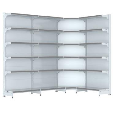 Imagem de Gondola Parede 202 Fit Farmacia Ate 3 M Bco 1 Canto Pe Cinza