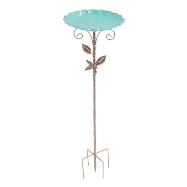 Imagem de Cffuvros Ajuste Banho de pássaro de altura com estaca, METAL Vintage Metal Anti Freeze Mayer Stand para ao ar livre, pedestal Bird Bath para jardim, terraço, decoração da varanda