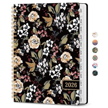 Imagem de Agenda 2026, agenda de planejamento semanal e mensal para mulheres, janeiro de 2026 a dezembro de 2026, livro de agenda de planejamento de capa dura com abas, encadernação em espiral, bolso interno
