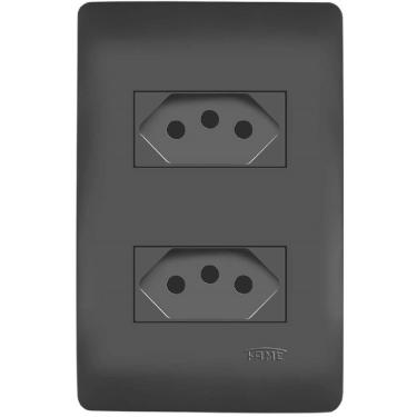 Imagem de Conjunto 2 Tomadas 2P+T Distanciadas 10 Amperes Habitat Black - 4056 - FAME