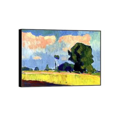 Imagem de BMZFYBS Arte de parede em tela reprodução de pintura famosa - imagens de moldura preta para sala de estar - perto da árvore - pôster e impressões 50 x 70 cm 20 x 27 pol