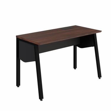 Imagem de Estação Trabalho Plataforma Individual 135cm com Caixa de Tomadas Pés Cavalete Industrial Executive Louro Preto / Preto