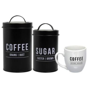 Imagem de Potes Lata Para Mantimento & Armazenagem + Caneca Porcelana 300ml - Ha