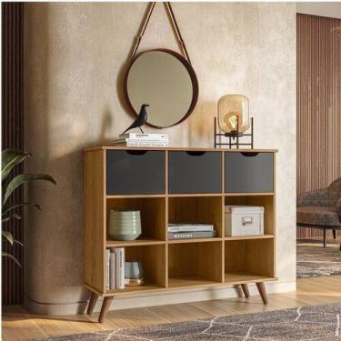 Imagem de Kit 3 Gavetas Organizadoras e Estante Baixa Nicho com Rodízios - Qmovi