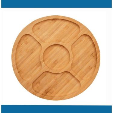 Imagem de Petisqueira De Madeira Redonda Com 5 Divisórias