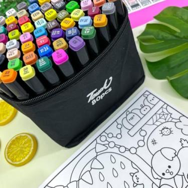 Imagem de Canetas para Pintar Bobbie Goods, Caneta Touch (24, 36, 48, 60, 80, 100, 120 ou 168 Cores) para Livro de Colorir, Marcador - Canetinhas Ponta Dupla - Kicyn (80)