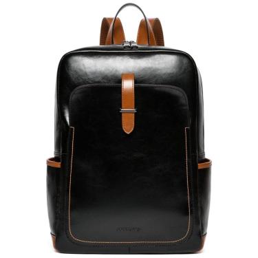 Imagem de Mochila de Couro para Laptop Casual, BOSTANTEN, Preto