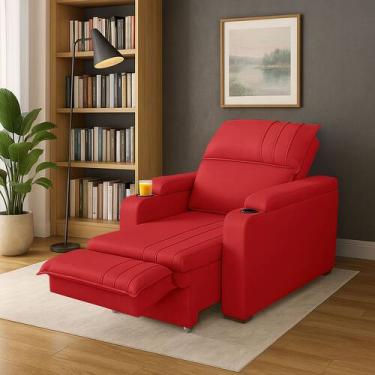 Imagem de Poltrona Srj Papai Retrátil Reclinável Veludo Porta Copos - SRJ MÓVEIS