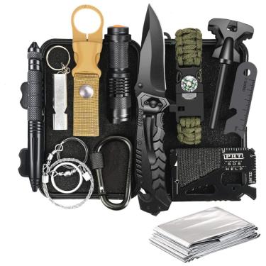 Imagem de kit de Sobrevivência, Emergência para Acampamento, 14 Peças, TRSCIND, Preto