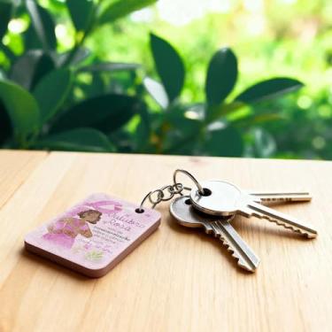 Imagem de Kit 100 Chaveiros Outubro Rosa MDF  Lembrancinha Conscientização - Del