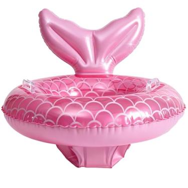 Imagem de 2022 Nova Sereia Boia de Piscina de 6 a 48 meses, Anel inflável de natação com assento e alça para bebês e crianças pequenas, treinamento de verão (1-Rosa)