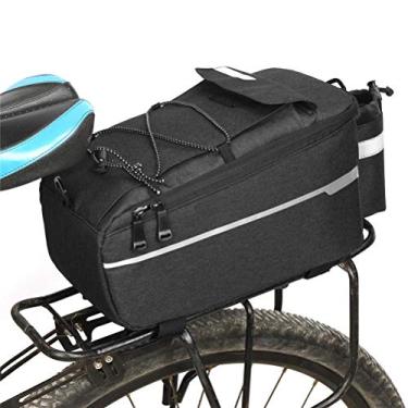 Imagem de SRSRS Bolsa para assento de bicicleta, bolsa de armazenamento à prova d'água de grande capacidade, bolsa de assento traseiro para bicicleta de estrada e montanha, mochila de porta-malas (preto)