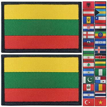 Imagem de JBCD Pacote com 2 remendos da bandeira da Lituânia com emblema tático da bandeira do orgulho para roupas, chapéu, equipe militar