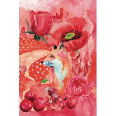 Imagem de Red Magic Notebook: Power of Color | Blank Lined Journal 6 x 9", 120 Pages | Fox, Rose, Apple, Mushroom, and Gem - Red