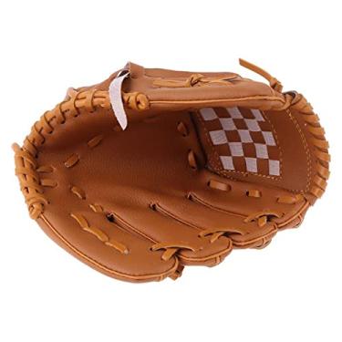 Imagem de Luva de basebol, luvas de rebatidas desportos ao ar livre prática castanho mão esquerda luva de beisebol equipamento de softball tamanho 10,5 para homem adulto mulher luva de treino (cor: BR