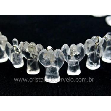 Imagem de Pingente de Anjinho em Pedra de Quartzo Cristal com Pino Prateado - 5 