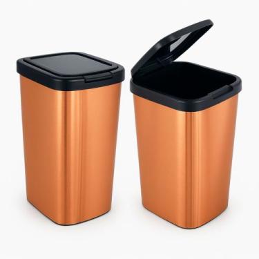 Imagem de Lixeira Plástico Metalizada 09Litros Tampa Click - ARQPLAST, Bronze