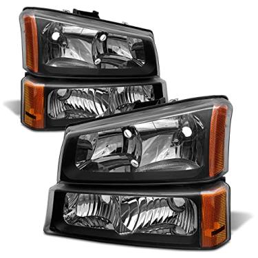 Imagem de ADCARLIGHTS Conjunto de farol compatível com Chevy Silverado/2002-2006 Chevy Avalanche 2003-2007 com lâmpada de para-choque, refletor âmbar e lado do passageiro