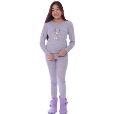 Imagem de Roupa De Dormir Juvenil Pijama De Frio Feminino Quente Leve - Victory,