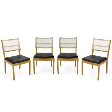 Imagem de Kit Com 4 Cadeiras Milena Madeira Maciça Assentos Estofados Encostos De Tela Sintética